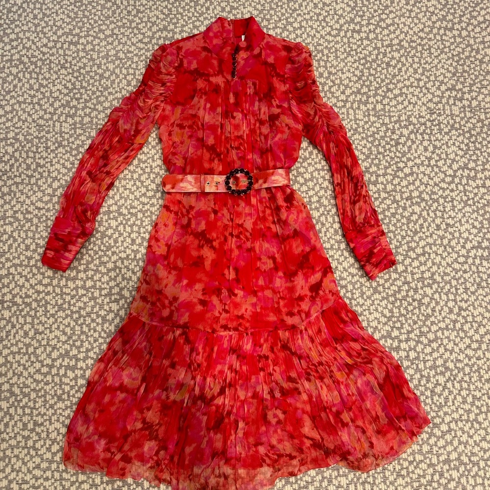 Womens Zimmerman Garnet Kaleidoscope Tie Neck dress.